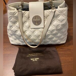 KATE SPADE Ivory Leather Astor Court Elena Quilted Handbag